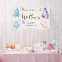 Boho Butterfly Baby Dusche Begrüßungsbanner