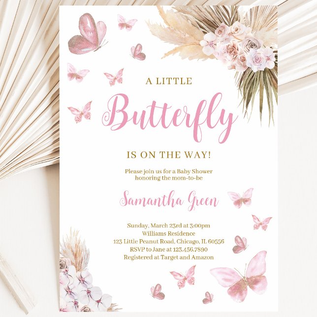 Boho Butterfly Baby Dusche Einladung (Von Creator hochgeladen)
