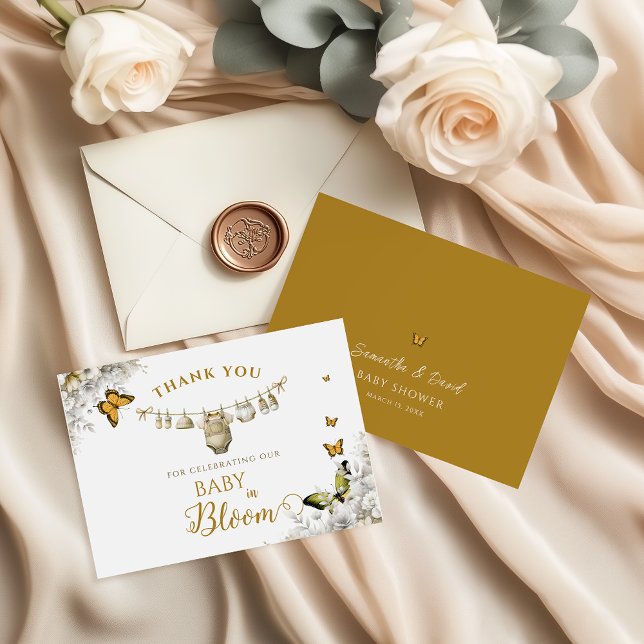 Boho Butterfly Baby in Bloom Dankeskarte (Von Creator hochgeladen)