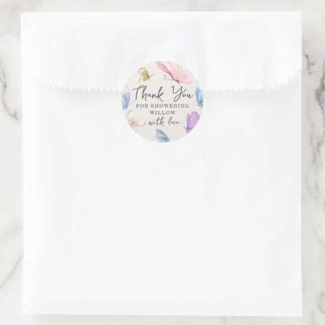 Boho Butterfly Baby Shower Circle Fevor Stickers (Tasche)