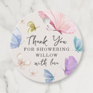 Boho Butterfly Baby Shower Circle Fevor Tags Geschenkanhänger