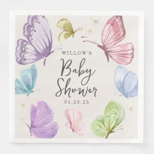 Boho Butterfly Babydusche 18 cm Papier Napkins Serviette