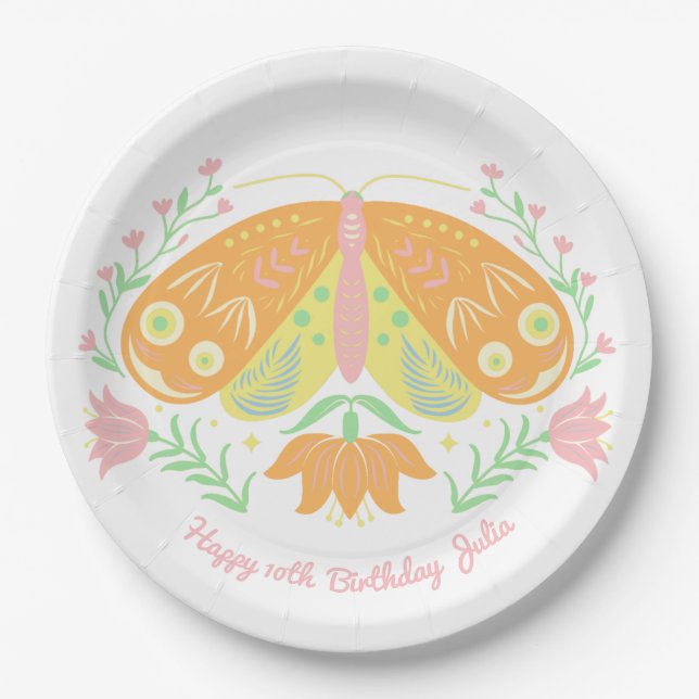 Boho Butterfly Birthday Paper Teller (Vorderseite)