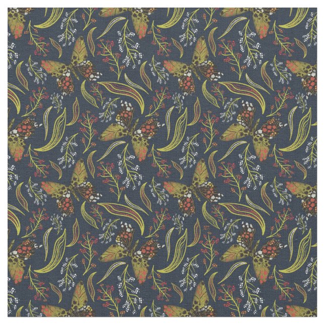 Boho Butterfly Blumenmuster Stoff (Nahaufnahme)