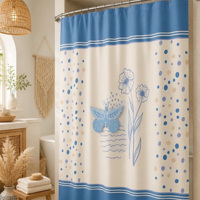 Boho Butterfly & Botanischer Duschvorhang (Von Creator hochgeladen)