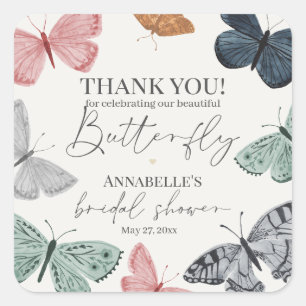 Boho Butterfly Brautparty Party Dessert Gefallen Quadratischer Aufkleber