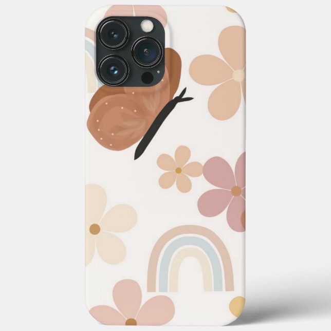 Boho Butterfly & Floral Vintage Phone Case (Rückseite)