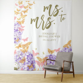 Boho Butterfly Garden Mrs. Brautparty Backdrop Wandteppich