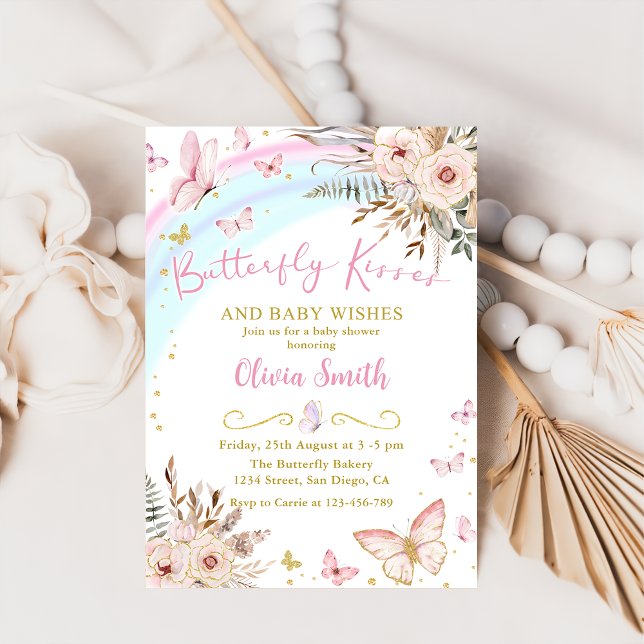 Boho Butterfly küsst Babydusche Einladung (Von Creator hochgeladen)