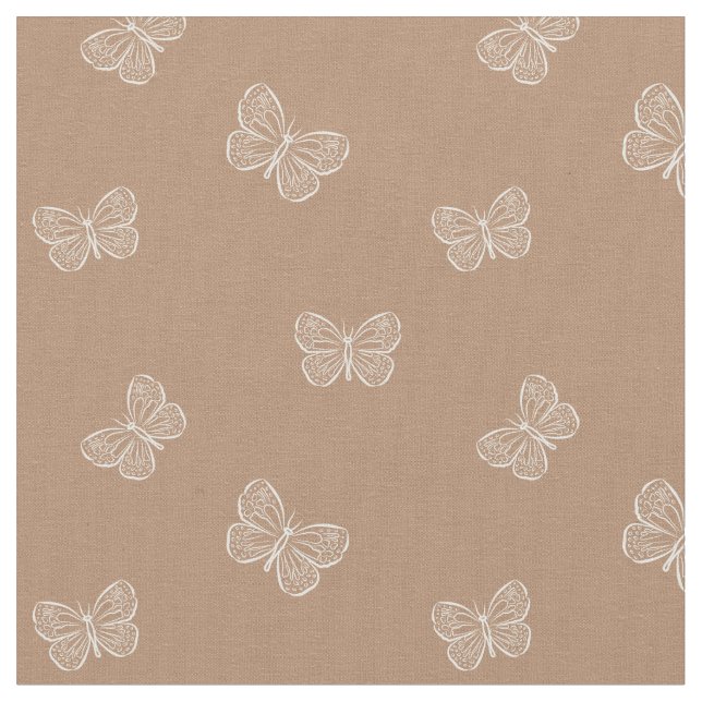 Boho Butterfly Modern Girly Spring Animal Brown Stoff (Nahaufnahme)