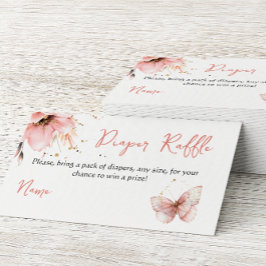 Boho Butterfly Pink Floral Girl Baby Shower Diaper Begleitkarte