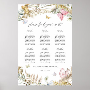 Boho Butterfly Shower Seekarten Poster