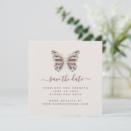 Boho Butterfly | Stilvolle Burgund und Taupe Save The Date