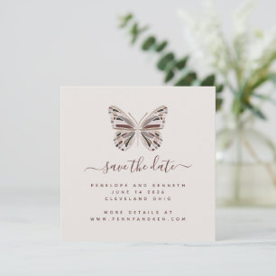 Boho Butterfly   Stilvolle Burgund und Taupe Save The Date