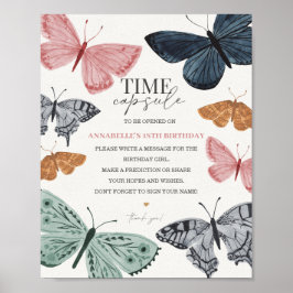Boho Butterfly Time Kapsel Geburtstagszeichen Poster