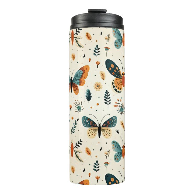 Boho Butterfly und Botanische Wiese Thermosbecher (Vorderseite)