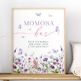 Boho Butterfly Wildblume Baby Dusche Momosa Bar Poster
