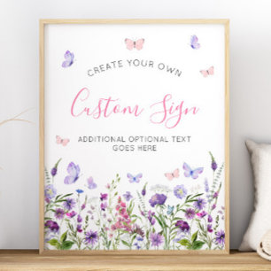 Boho Butterfly Wildblume Babydusche 16x20 Zeichen Poster