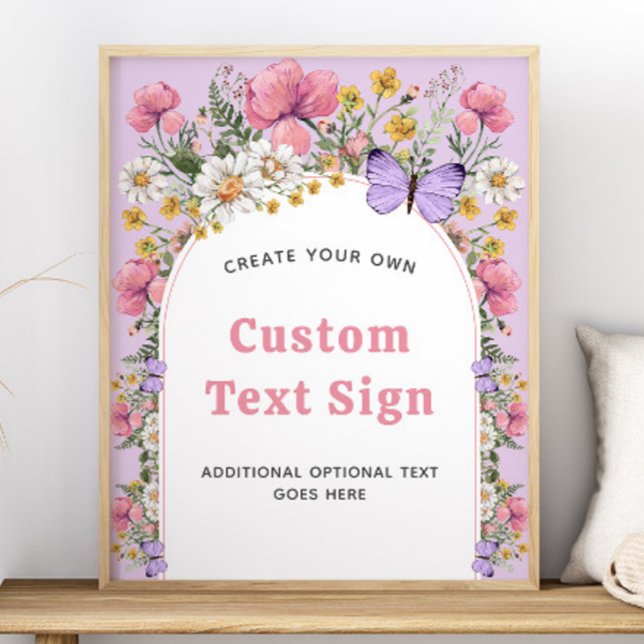 Boho Butterfly Wildblume Geburtstag 16x20 Zeichen Poster (Boho Butterfly Wildflower Birthday 16x20 Sign)