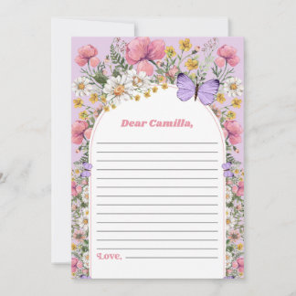 Boho Butterfly Wildblume Time Kapsel Notiz Karte