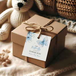 Boho Butterfly Wildflower Floral Blue Baby Shower Geschenkanhänger