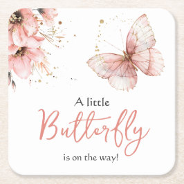 Boho Butterfly Wildflower Floral Girl Baby Shower Rechteckiger Pappuntersetzer