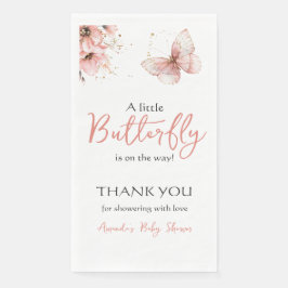 Boho Butterfly Wildflower Floral Girl Baby Shower Serviette