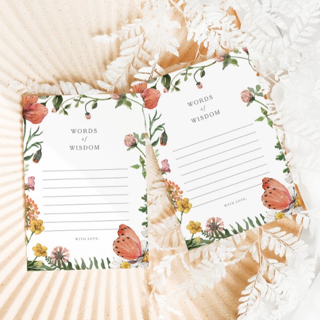 Boho Butterfly Words of Wisdom Baby Advice Card Hinweiskarte (Von Creator hochgeladen)