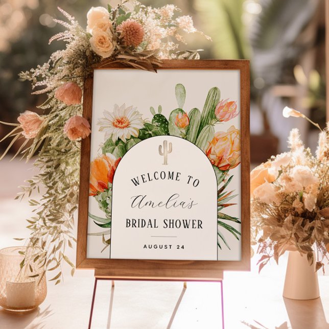 Boho Cactus Arch Brautparty Welcome Foam Board Poster (Von Creator hochgeladen)