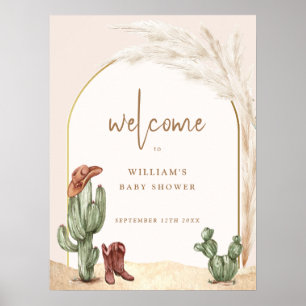Boho Cactus Arch Desert Cowboy Baby Dusche Willkom Poster