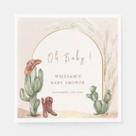 Boho Cactus Arch Desert Cowboy Baby Shower Serviette