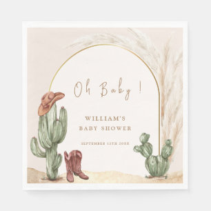 Boho Cactus Arch Desert Cowboy Baby Shower Serviette