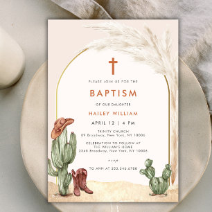 Boho Cactus Arch Desert Cowboy Cross Taufe Einladung