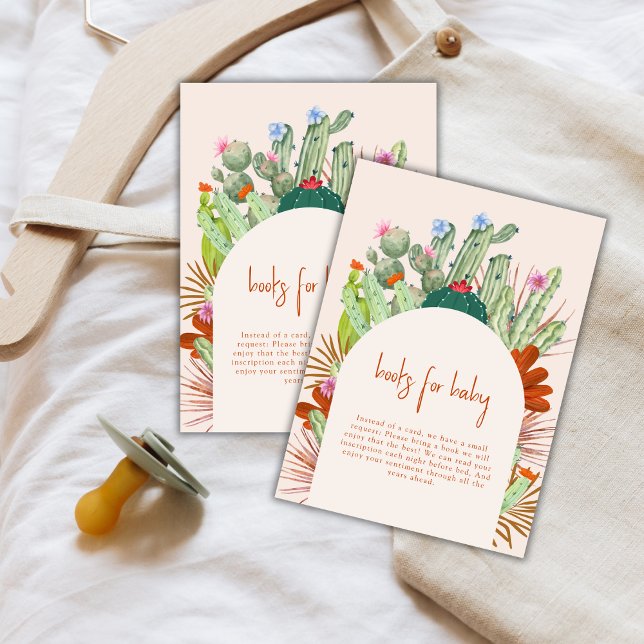 Boho Cactus Arch Desert Pampas Books Baby Shower Begleitkarte (Boho Cactus Arch Desert Pampas Books Baby Shower Enclosure Card)