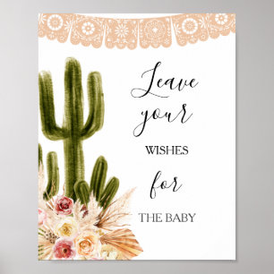 Boho Cactus Baby Duwer wünscht Babysignatur Poster