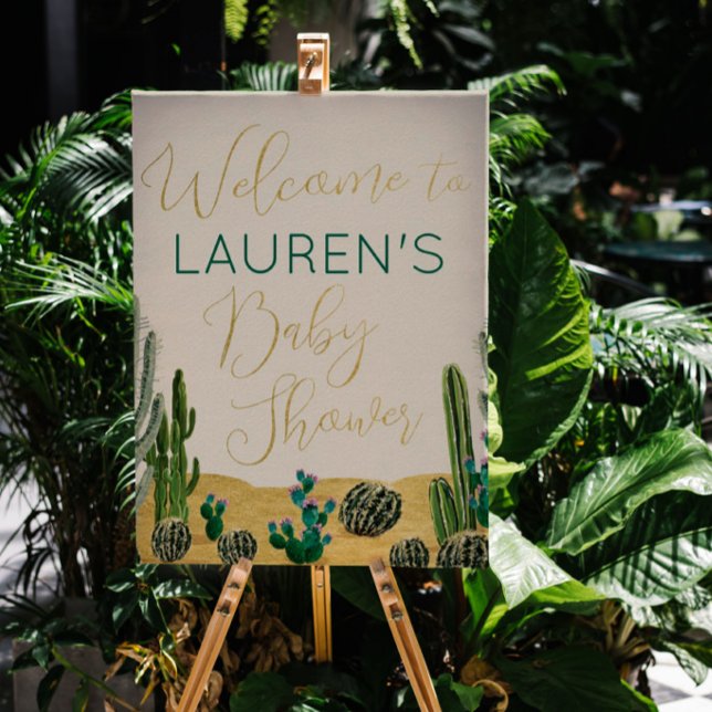 Boho Cactus Baby Shower Begrüßungszeichen Poster (Von Creator hochgeladen)