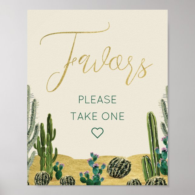 Boho Cactus Baby Shower Favoriten Zeichen Poster (Vorne)