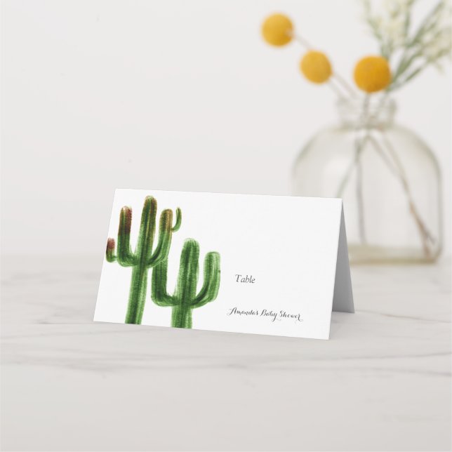 Boho Cactus Baby Shower Platzkarte (Vorderseite)