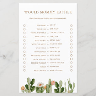 Boho Cactus Baby Shower würde Mommy eher spielen