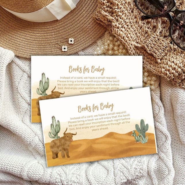 Boho Cactus Desert Books für Babydusche Begleitkarte (Holy Cow Boho Cactus Desert Books For Baby Shower Enclosure Card)