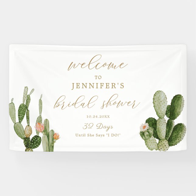 Boho Cactus Desert Brautparty Begrüßungspposter Banner (Horizontal)