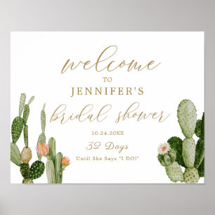 Boho Cactus Desert Brautparty Begrüßungspposter Poster