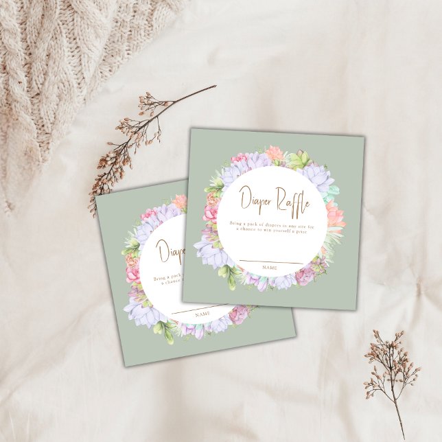 Boho Cactus Desert Diaper Raffle Baby Shower Begleitkarte (Boho Cactus Desert Diaper Raffle Baby Shower Enclosure Card)