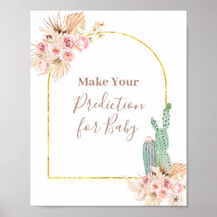 Boho Cactus Floral Predictions for baby Poster