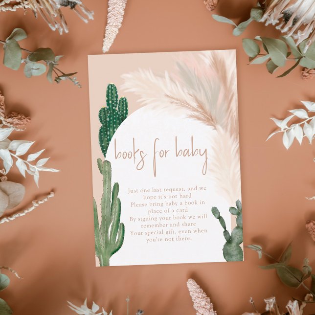 Boho cactus pampas arch baby bringt ein Buch Begleitkarte (Von Creator hochgeladen)
