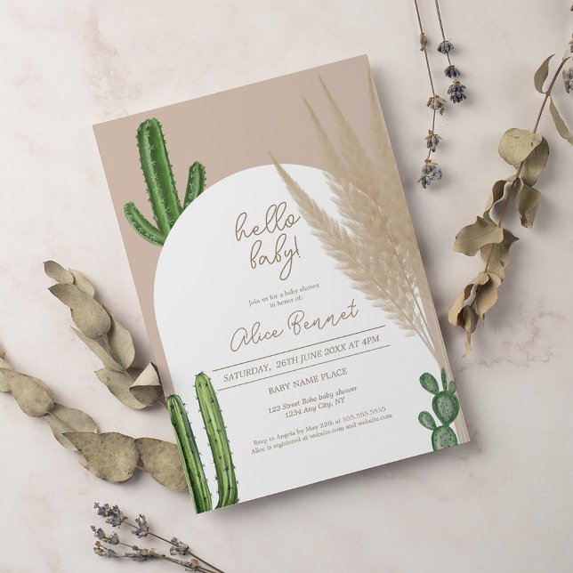 Boho cactus pampas arch hello baby dusche einladung (Von Creator hochgeladen)