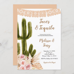 Boho Cactus Pampas Grass Couples Dusche Einladung