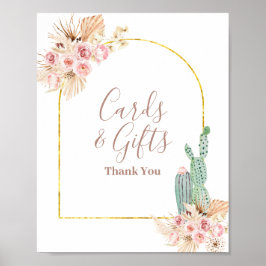 Boho Cactus Pink Blume Karten und Geschenke Zeiche Poster