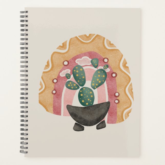 Boho Cactus Rainbow: Vibrant Wüste Vibes Planer (Vorderseite)