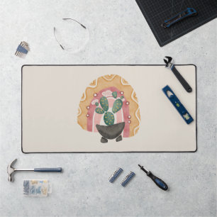 Boho Cactus Rainbow: Vibrant Wüste Vibes Schreibtischunterlage